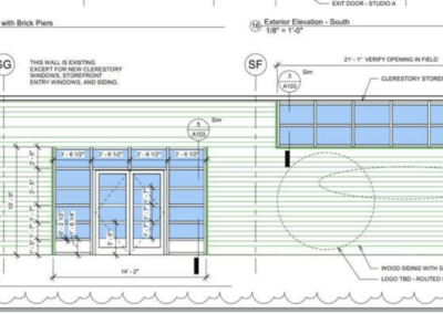 2D studio rendering of storefront for my vinyasa practice in austin texas