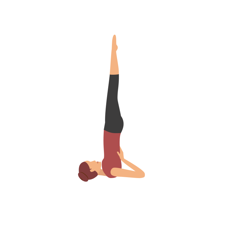 yoga-svgrepo-com (14) 1 An animated woman with her head and neck resting on the floor. She is holding her legs straight up in the air using her arms to hold her back.